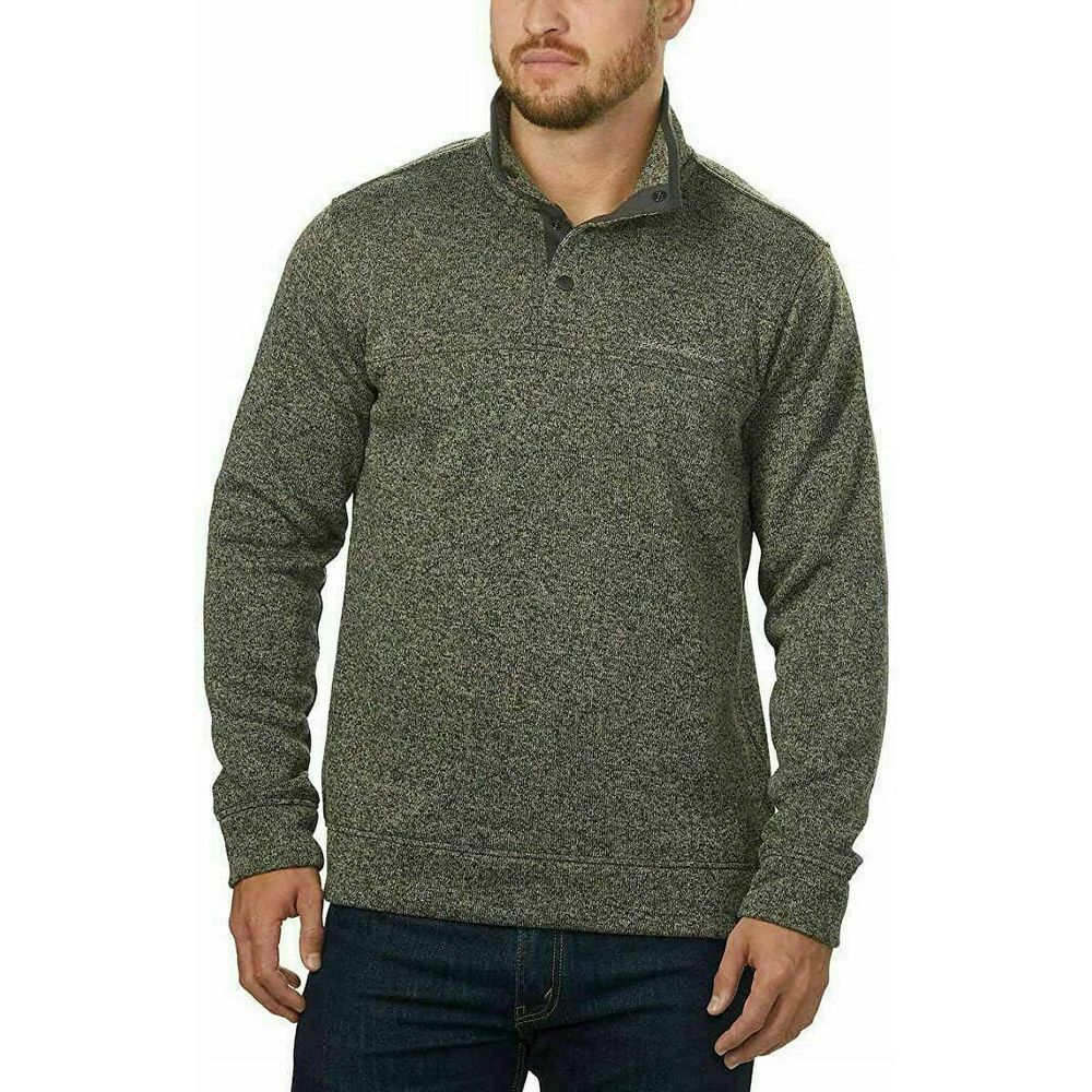 Eddie Bauer‎ Radiator Fleece Pullover Mens Sz L Charcoal Gray Snap Front Outdoor